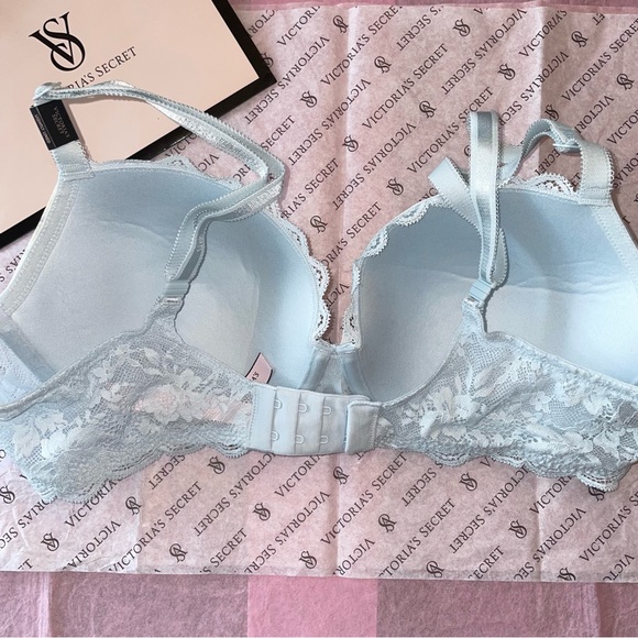 Victoria's Secret Dream Angels Lined Demi Floral Bra Light Blue Purple Size 36D - Picture 2 of 12